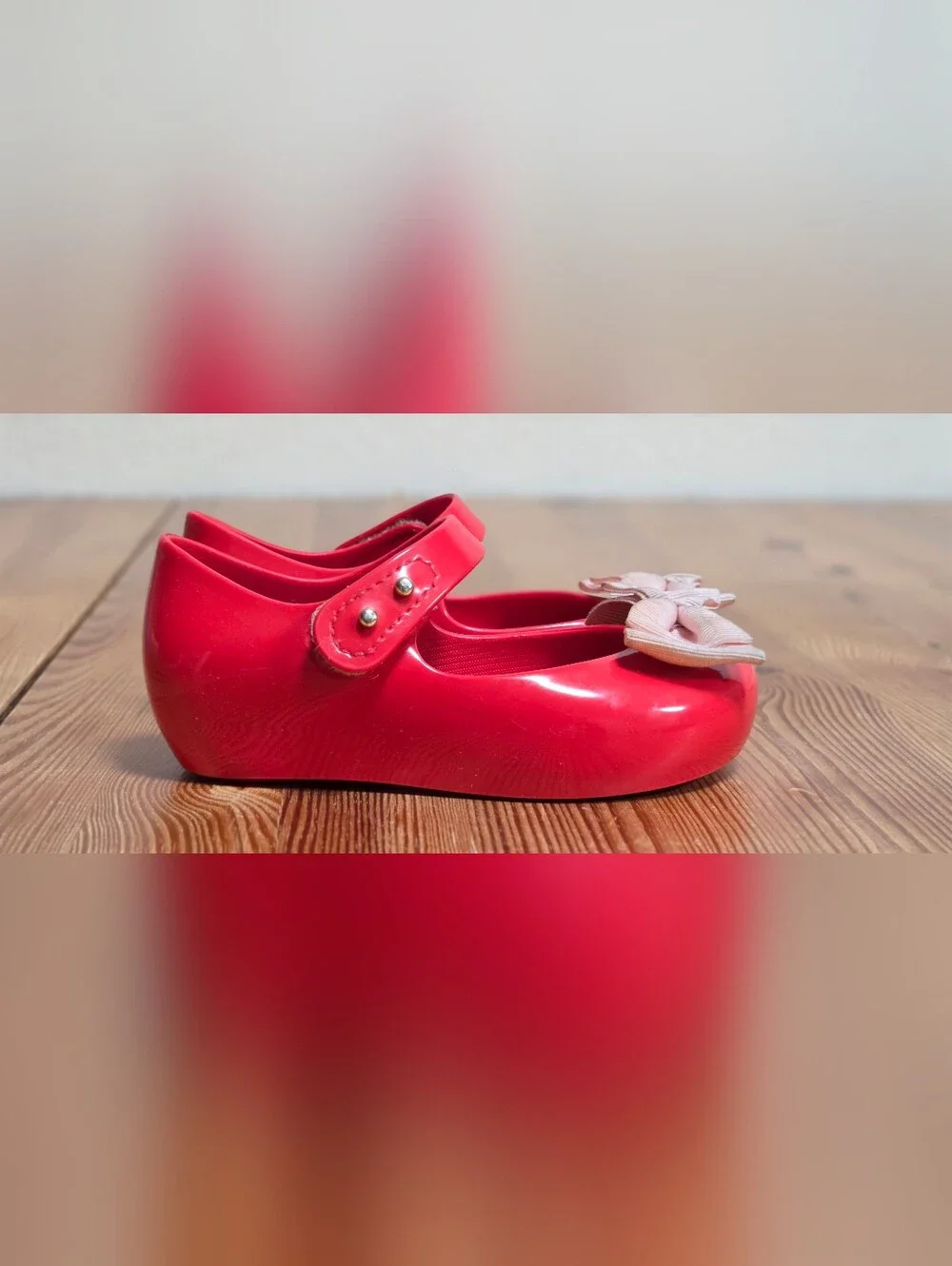Mini Melissa Girls' Red Jelly Mary Jane with Bow